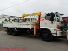 Xe tải Hino 500 lắp cẩu 3,2 tấn Soosan SCS334 - Xe Hino 3 chân 15 tấn FL8JTSA lắp cẩu 3,2 tấn 4 khúc