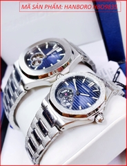 dong-ho-cap-doi-hanboro-tua-patek-philippe-mat-xanh-day-kim-loai-timesstore-vn