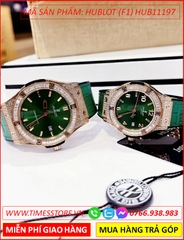 dong-ho-cap-doi-hublot-f1-mat-chronograph-rose-gold-day-xanh-la-timesstore-vn