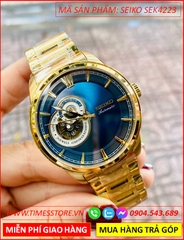 dong-ho-nam-seiko-automatic-mat-tron-xanh-duong-lo-tim-day-vang-gold-timesstore-vn