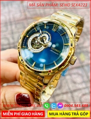 dong-ho-nam-seiko-automatic-mat-tron-xanh-duong-lo-tim-day-vang-gold-timesstore-vn