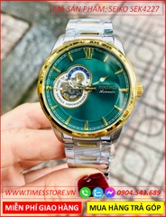 dong-ho-nam-seiko-automatic-mat-xanh-la-lo-tim-day-demi-vang-gold-timesstore-vn