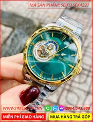 dong-ho-nam-seiko-automatic-mat-xanh-la-lo-tim-day-demi-vang-gold-timesstore-vn