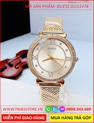 dong-ho-nu-guess-mat-tron-dinh-da-day-mesh-luoi-vang-gold-timesstore-vn