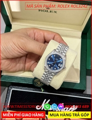 dong-ho-nu-rolex-f1-automatic-mat-xanh-dinh-da-day-kim-loai-timesstore-vn