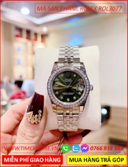 dong-ho-nu-rolex-lady-date-just-f1-automatic-mat-xanh-day-kim-loai-timesstore-vn