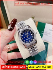 dong-ho-nu-rolex-mat-xanh-dinh-da-day-kim-loai-timesstore-vn