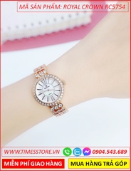 dong-ho-nu-royal-crown-mat-tron-day-thep-full-da-rose-gold-timesstore-vn