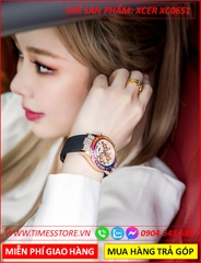 dong-ho-nu-xcer-tua-rolex-dinh-da-nhieu-mau-rose-gold-day-silicone-timesstore-vn