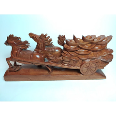 Đôi ngựa gỗ - Đôi ngựa kéo xe tiền - Đôi ngựa gỗ hương - Song mã kéo xe tiền