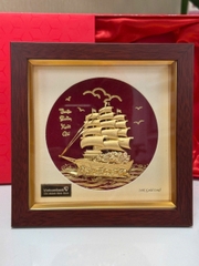 Tranh thuyền mạ vàng 20 x 20 cm