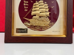 Tranh thuyền mạ vàng 20 x 20 cm