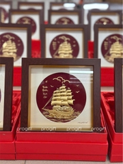 Tranh thuyền mạ vàng 20 x 20 cm