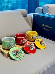 Set Hũ Sứ mứt kẹo Hoa đắp nổi mạ vàng