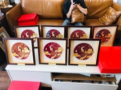 Tranh cá chép hoa sen mạ vàng 30 x 30 cm
