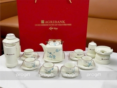 Bộ ấm chén sứ bát tràng và phụ kiện (quà tặng Agribank)