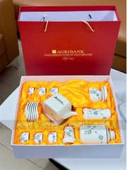 Bộ ấm chén sứ bát tràng và phụ kiện (quà tặng Agribank)