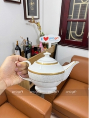Bộ ấm chén sứ xương phong cách Châu Âu khảm bạc
