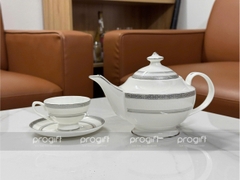 Bộ ấm chén sứ xương phong cách Châu Âu khảm vàng