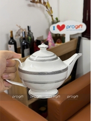 Bộ ấm chén sứ xương phong cách Châu Âu khảm vàng