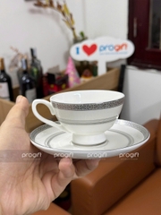 Bộ ấm chén sứ xương phong cách Châu Âu khảm vàng