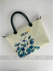 BIDV - Túi vải giả đay quai da in PET hoa
