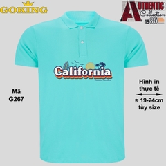 Carlifornia, mã G267. Áo thun polo Goking, form unisex cho nam nữ, đội nhóm, công ty. Áo phông cổ bẻ đồng phục cao cấp, vải cá sấu 3D