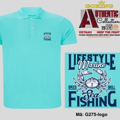 Sea Fishing, mã G275-logo. Áo thun polo nam nữ, form unisex. Áo phông cổ trụ Goking, vải cá sấu 3D, công nghệ chống nhăn Nhật Bản