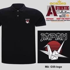 JAPAN, mã G55-logo. Áo thun polo nam nữ, form unisex. Áo phông cổ trụ Goking, vải cá sấu 3D, công nghệ chống nhăn Nhật Bản