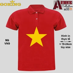 Mã VN9. Áo thun lá cờ Việt Nam. Áo phông polo Goking cổ trụ, form unisex cho nam nữ, đội nhóm công ty.