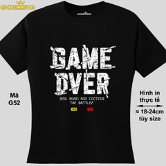 GAME OVER, mã G52. Áo thun nữ siêu đẹp. Áo phông nữ thoát nhiệt Goking hàng hiệu