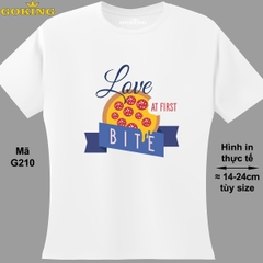 LOVE AT FIRST BITE, mã G210. Áo thun nữ nam in siêu đẹp. Áo phông thoát nhiệt Goking hàng hiệu cao cấp