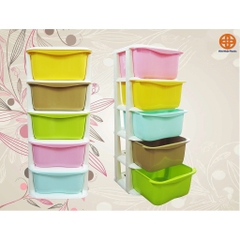 Tủ nhựa 5 tầng nhiều màu có bánh xe (Hàng việt Nhật chất lượng cao)
