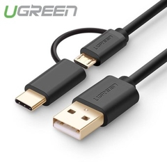 Dây đa năng USB ra Micro-USB kèm đầu chuyển USB-C dài 2M (Black)