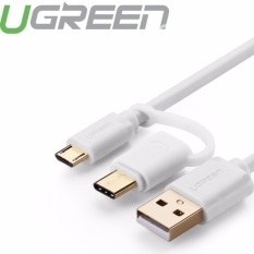Dây đa năng USB ra Micro-USB kèm đầu chuyển USB-C dài 0.25M (Trắng)