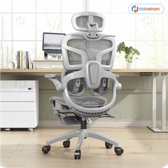 Ghế công thái học HTD-621 Pro đỡ thắt lưng 2D tạo hình cánh bướm có 2 cụm lò xo hỗ trợ có gác chân