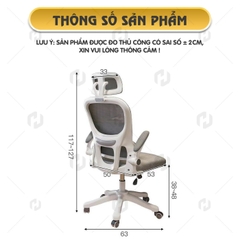 Ghế công thái học HTD-S1 Ghế xoay văn phòng hỗ trợ cột sống nâng hạ ngả lưng lên đến 135 độ