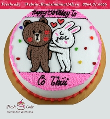 Bánh sinh nhật Thỏ Cony và gấu Brown rất chi là tình củm [MS:1828]