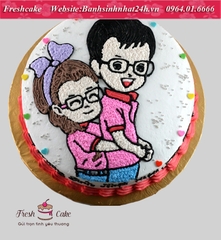 Bánh sinh nhật tình yêu cặp đôi ôm nhau cỡ 27cm [MS:1448]