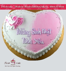 Bánh sinh nhật tình yêu tông trắng hồng [MS:1851]