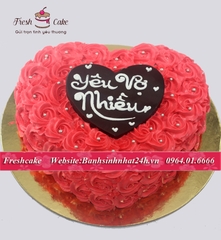 Bánh sinh nhật trái tim hoa hồng đỏ [MS:1458]