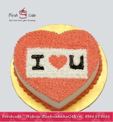 Bánh sinh nhật trái tim tình yêu I Love U [MS:1859]