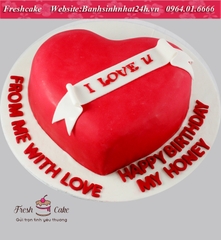Bánh fondant trái tim tình yêu lời tỏ tình ngọt ngào [MS:1354]