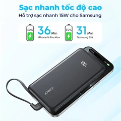 Pin Dự Phòng Anker Zolo 22.5W 20000 Tích Hợp Cáp USB-C A110E