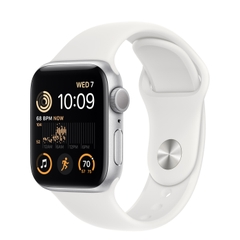 Apple Watch SE 2022 GPS Silver Aluminum Case with White Sport Band