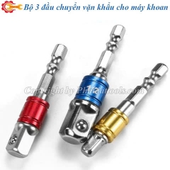 Bộ 3 Đầu Chuyển Vặn Khẩu 1/2-3/8-1/4 Cho Máy Khoan DCVK-3