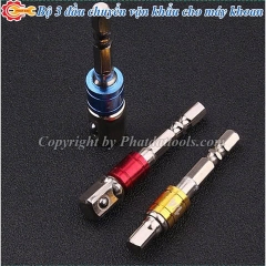 Bộ 3 Đầu Chuyển Vặn Khẩu 1/2-3/8-1/4 Cho Máy Khoan DCVK-3