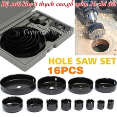 Bộ Mũi Khoét Thạch Cao-Gỗ Mềm 16 Chi Tiết MKTC-01