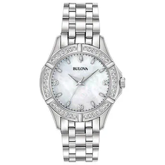 Đồng hồ nữ thạch anh bằng thép không gỉ Bulova Classic Diamond Accents