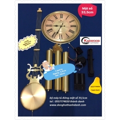 Bộ máy tủ đứng đồng hồ gỗ korea  33,5cm